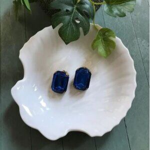 Vintage French Blue Gemstone Clipper Earrings from France